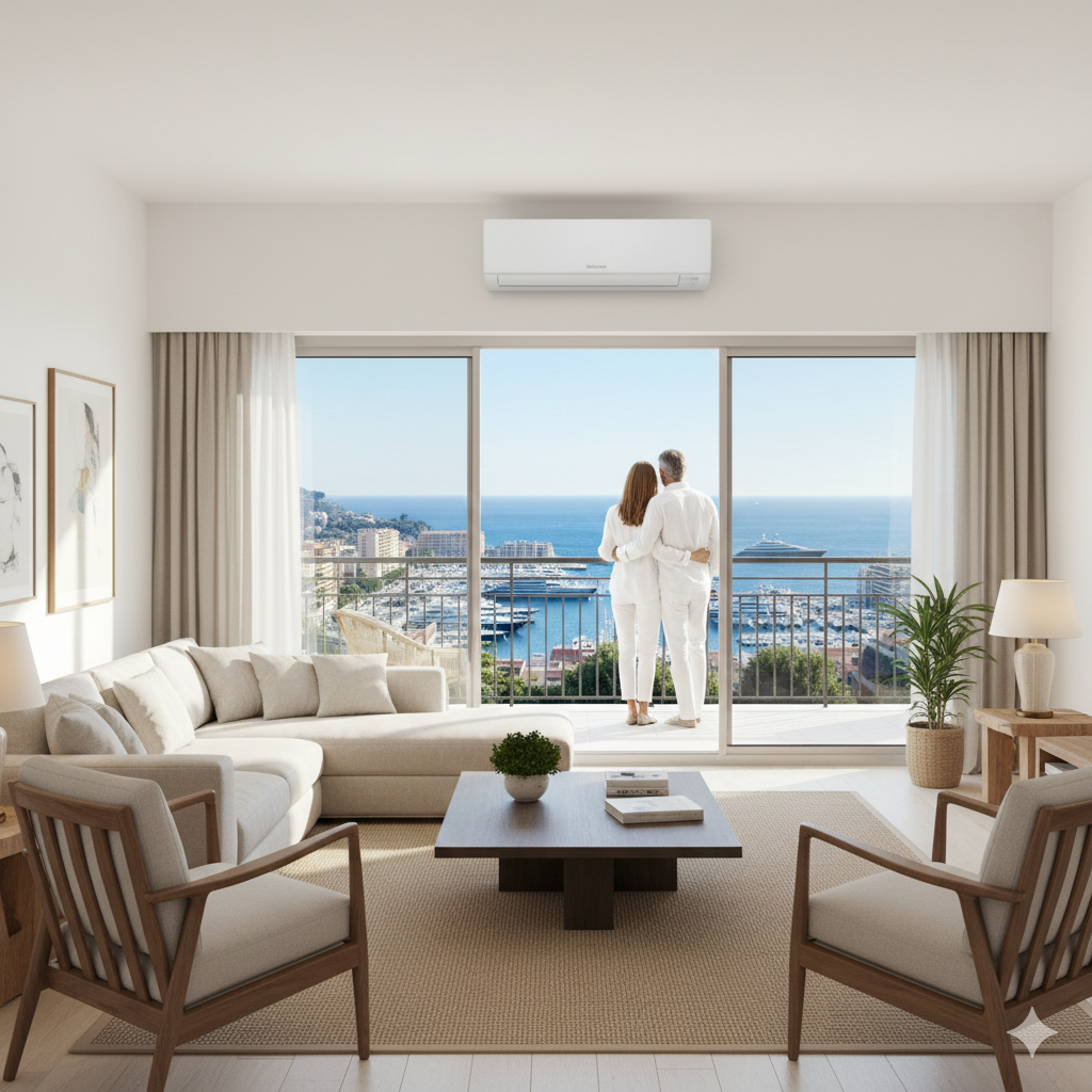 Climatisation murale dans un salon à Cannes - Clim Style