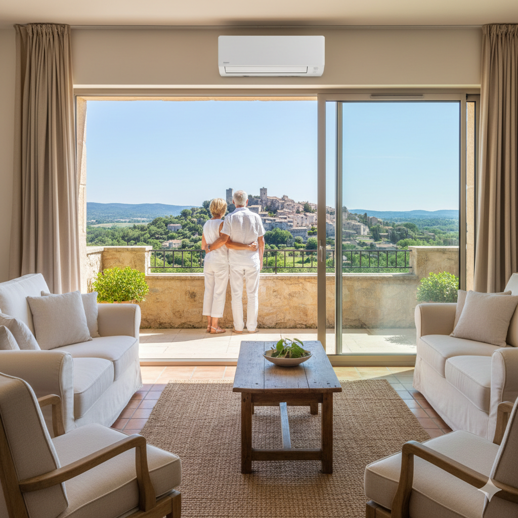 Climatisation murale dans un salon à Fayence - Clim Style