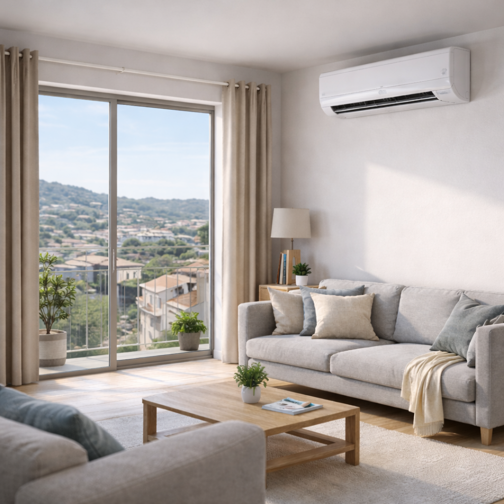 Climatisation murale dans un salon à Fréjus - Clim Style