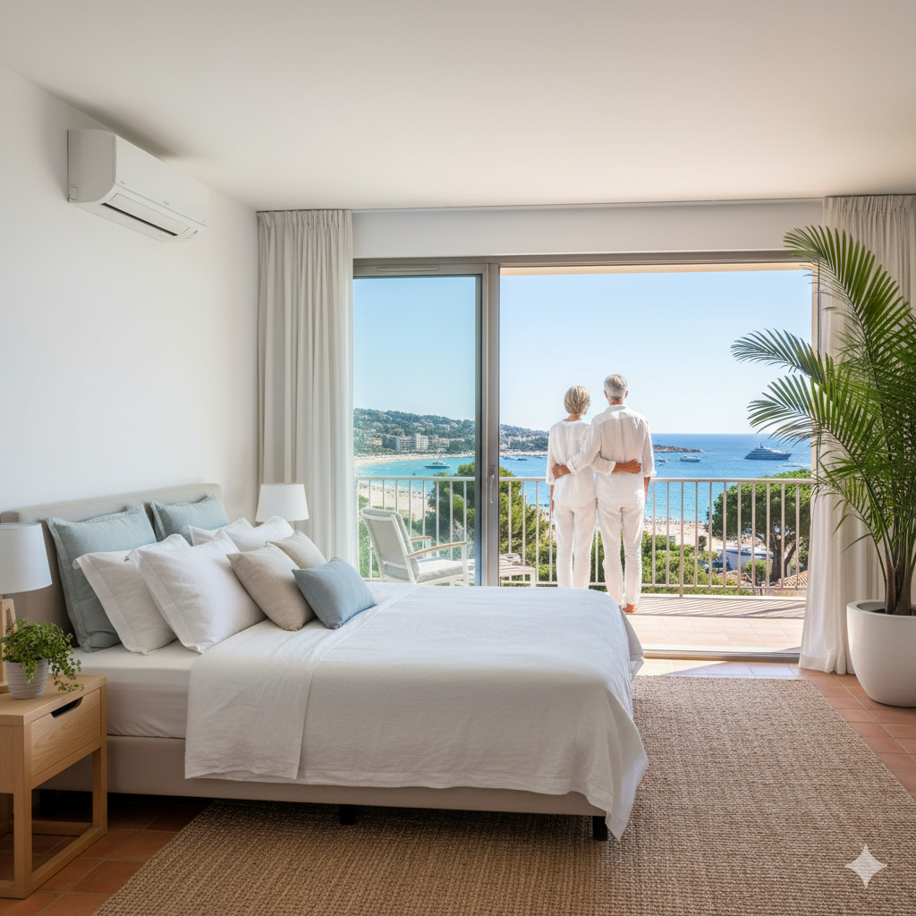 Climatisation réversible dans une chambre à Juan-les-Pins - Clim Style