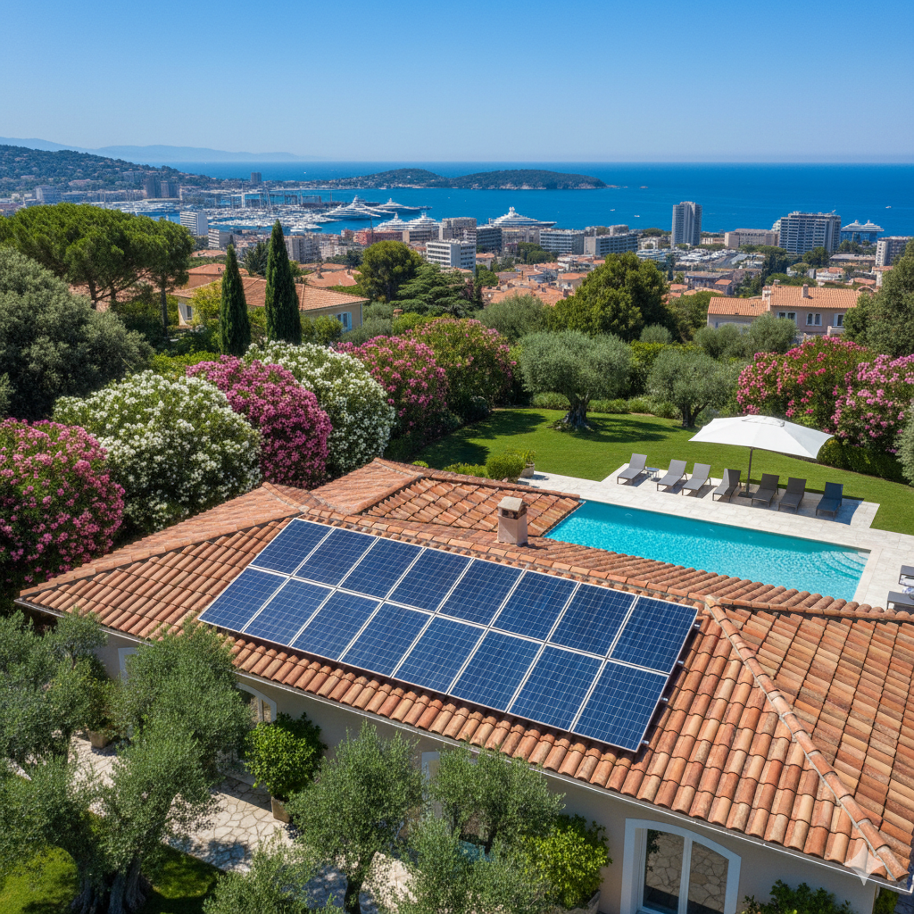 Panneaux solaires sur toiture à Cannes - Clim Style