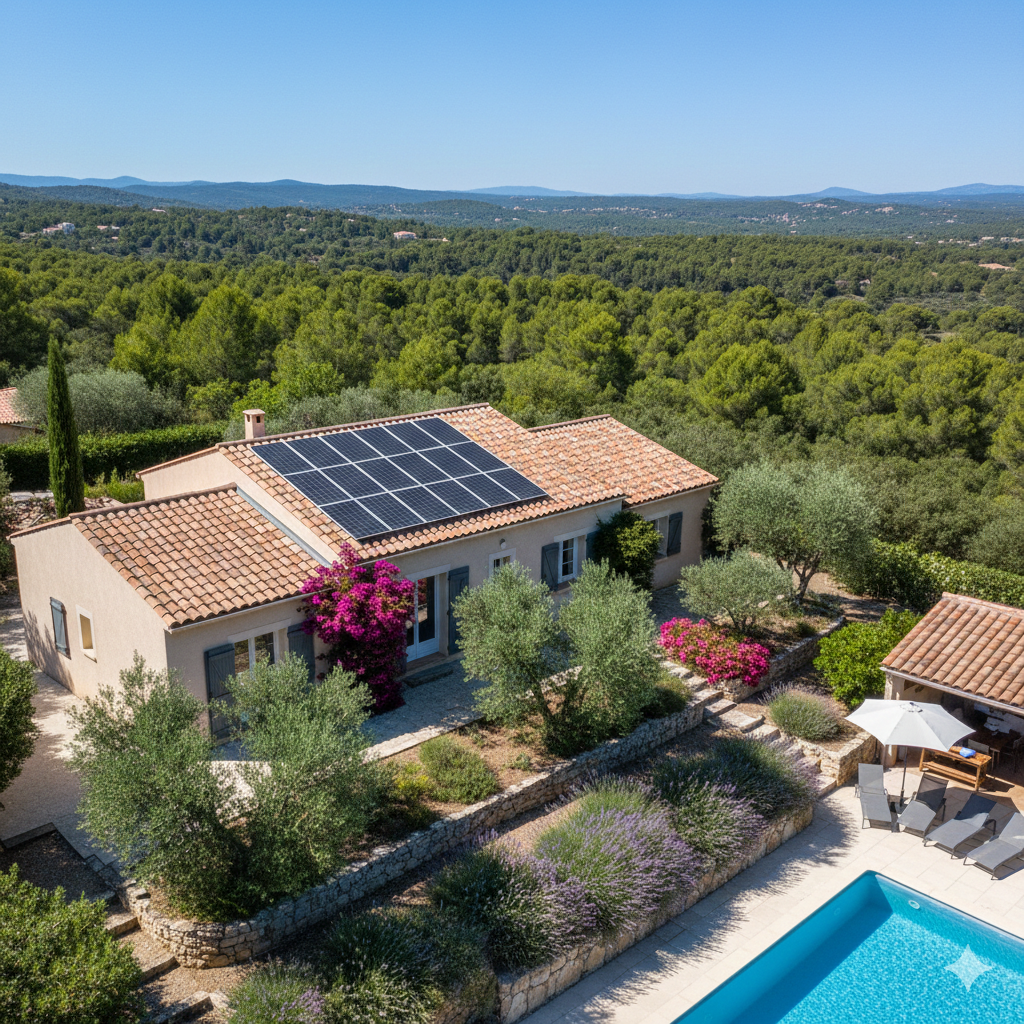 Panneaux solaires sur toiture aux Adrets-de-l’Estérel - Clim Style